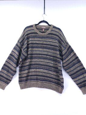 Vintage Cambridge Classics Sweater Size XL Men Striped 90s Acrylic Knit Grandpa